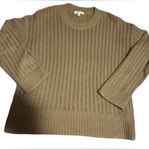 Haven Women's Tan Knit 100% Organic Cotton Crewneck Sweater‎ Size Medium